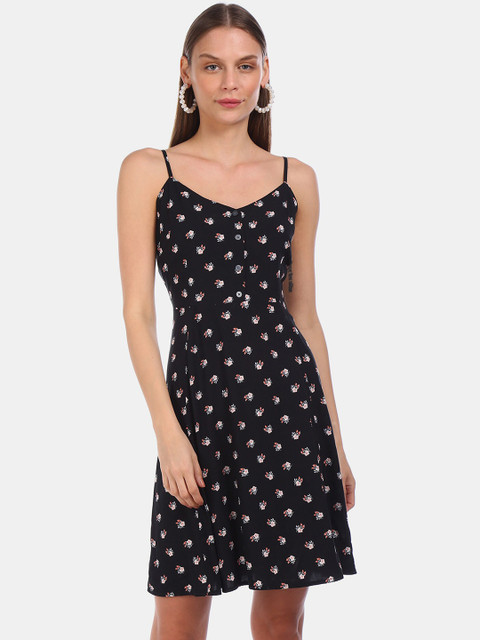 

GAP Women Black & Orange Printed Mini Dress