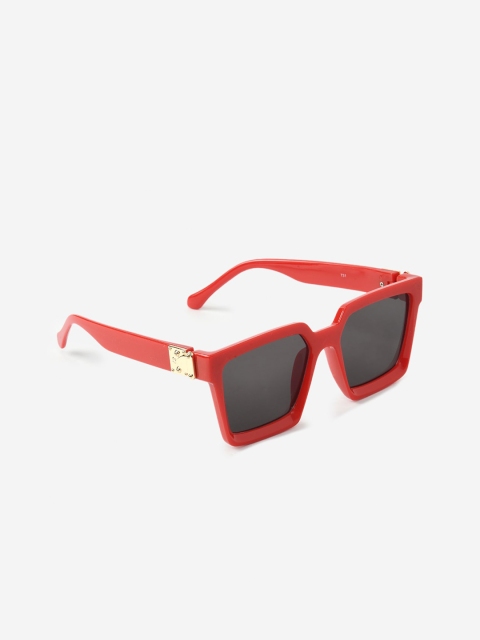 

FUZOKU Men Red & Black Full Rim Oversized Sunglasses FZKSS2020SG0109