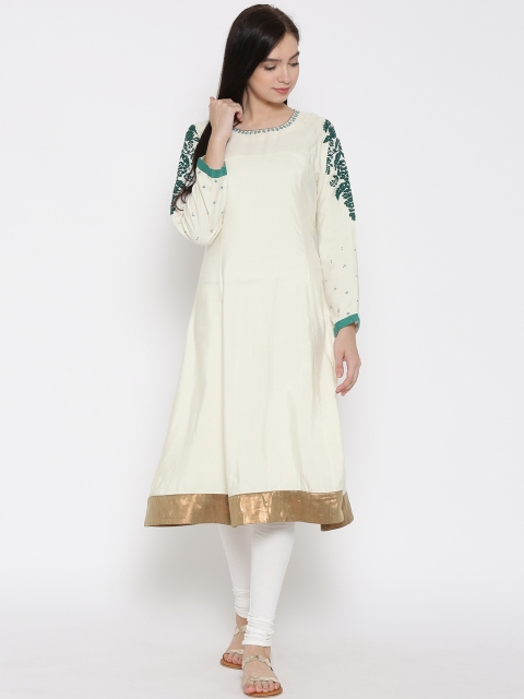 

Wishful by W Women Cream-Coloured Embroidered Anarkali Kurta