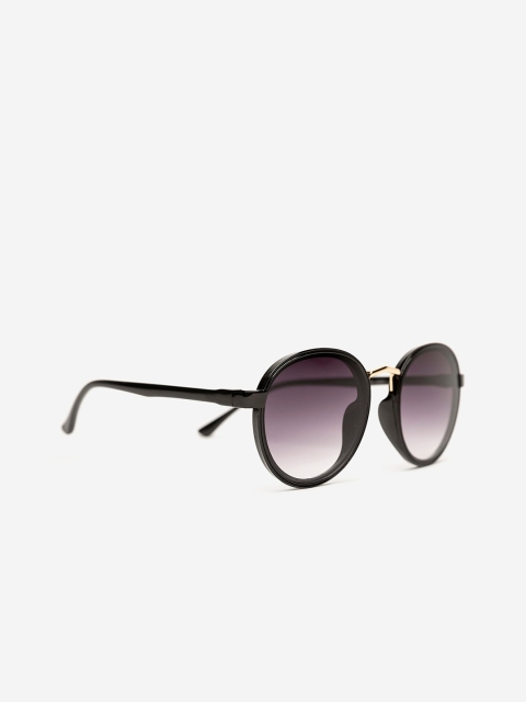 

FUZOKU Men Purple Lens & Black Round Sunglasses