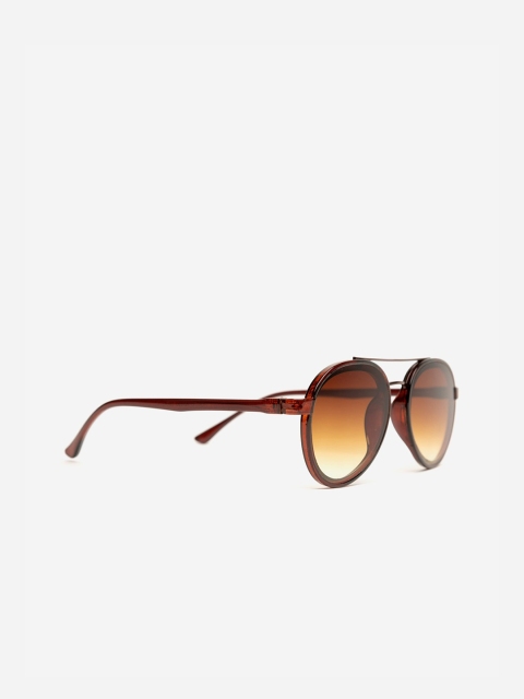 

FUZOKU Men Brown Lens & Brown Round Sunglasses