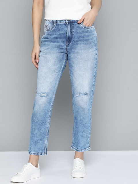 

Mast & Harbour Women Blue Low Distress Stretchable Boyfriend Fit Jeans