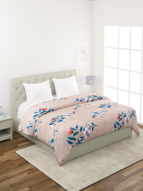 

A Homes Grace Mauve & Blue Floral Microfiber Mild Winter 400 GSM Double Bed Quilt