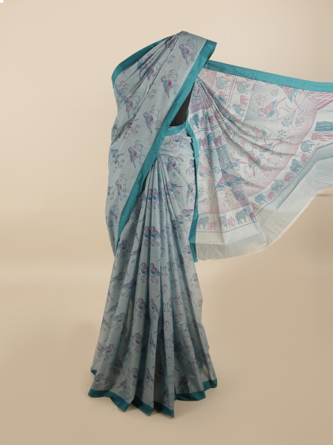 

Pothys Blue & Turquoise Blue Pure Cotton Saree