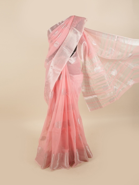 

Pothys Pink & Silver-Toned Ethnic Motifs Zari Saree