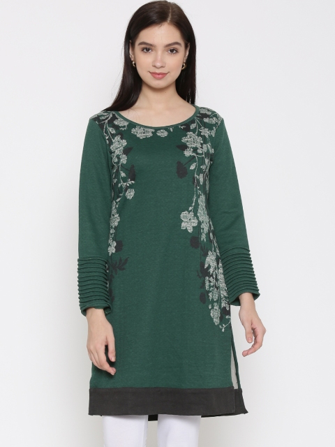 

W Green Floral Patterned Kurta