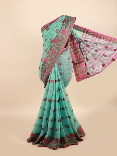 

Pothys Green & Pink Floral Saree