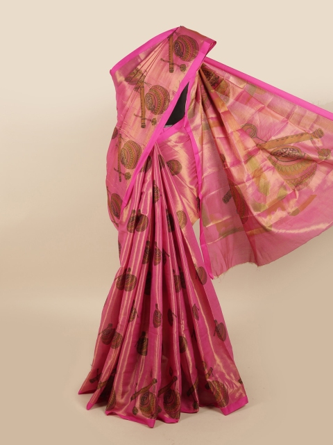 

Pothys Pink & Green Ethnic Motifs Pure Cotton Saree