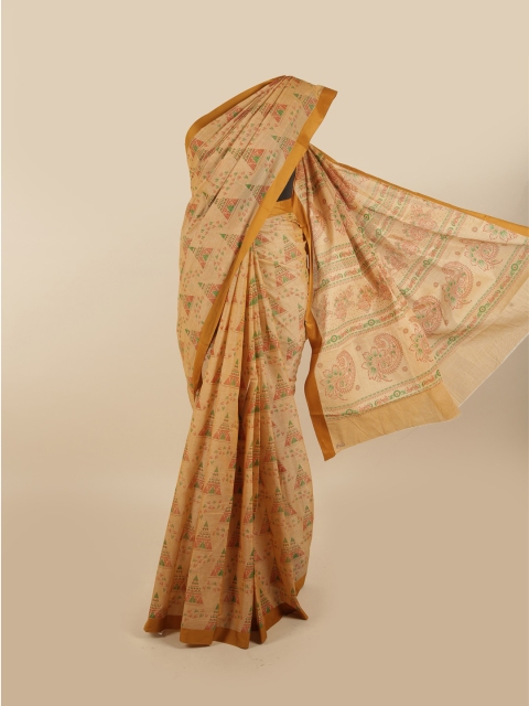 

Pothys Cream-Coloured & Gold-Toned Pure Cotton Saree
