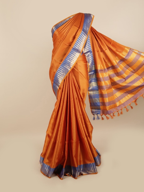 

Pothys Orange & Blue Printed Zari Saree