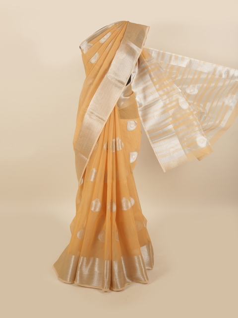 

Pothys Tan & Silver-Toned Ethnic Motifs Saree