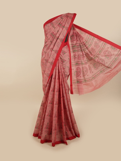 

Pothys Red & Green Ethnic Motifs Pure Cotton Saree