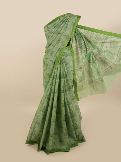 

Pothys Green & Purple Ethnic Motifs Pure Cotton Saree