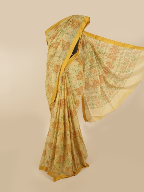

Pothys Yellow & Green Floral Pure Cotton Saree