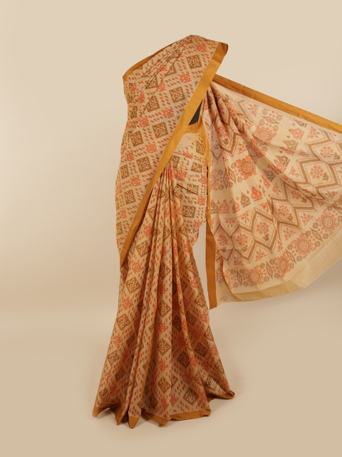 

Pothys Orange & Brown Ethnic Motifs Pure Cotton Saree