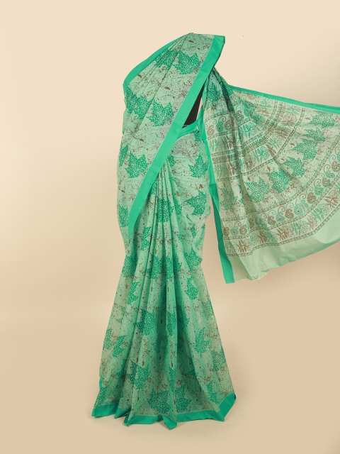

Pothys Green & White Floral Pure Cotton Saree