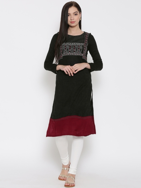 

W Charcoal Grey Knitted Kurta