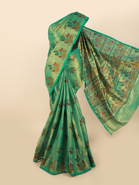 

Pothys Green & Gold-Toned Floral Pure Cotton Saree