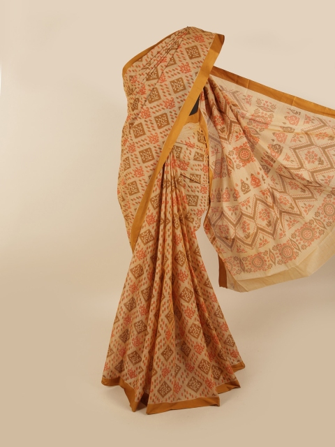 

Pothys Beige & Brown Ethnic Motifs Pure Cotton Saree