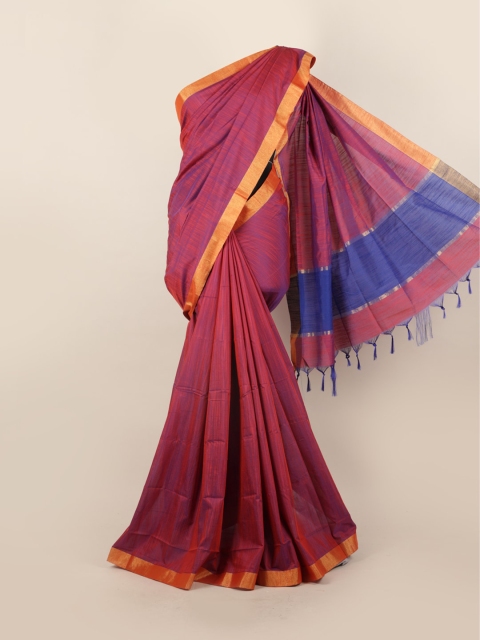 

Pothys Magenta & Blue Zari Silk Blend Saree