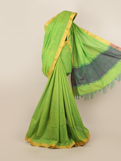 

Pothys Green & Grey Zari Silk Blend Saree