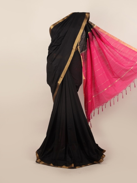 

Pothys Black & Pink Silk Blend Saree