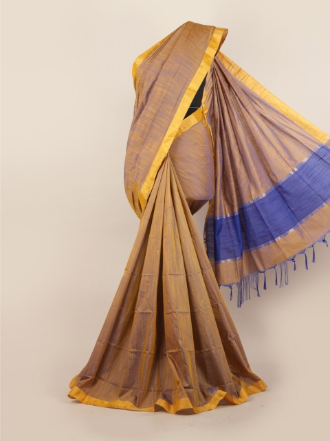 

Pothys Brown & Yellow Silk Blend Saree