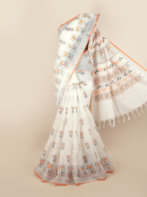 

Pothys White & Grey Ethnic Motifs Zari Saree
