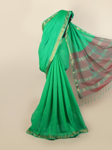 

Pothys Green & Purple Zari Silk Cotton Saree