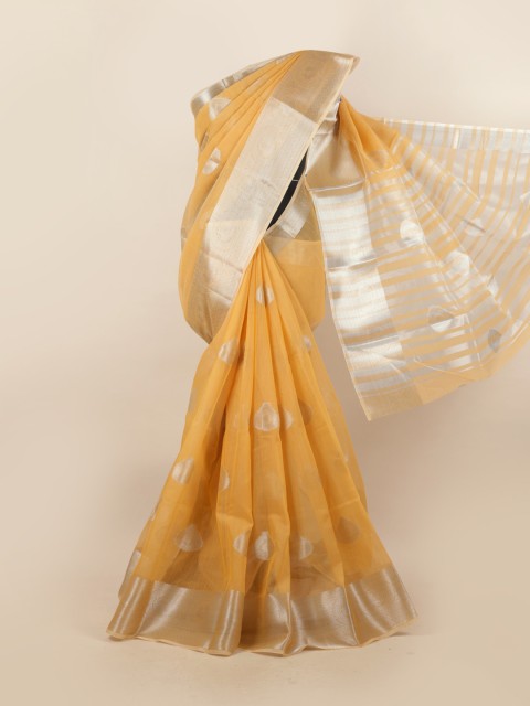 

Pothys Tan & Silver-Toned Ethnic Motifs Zari Saree