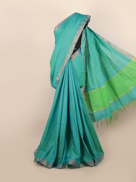 

Pothys Green & Lime Green Zari Silk Blend Saree