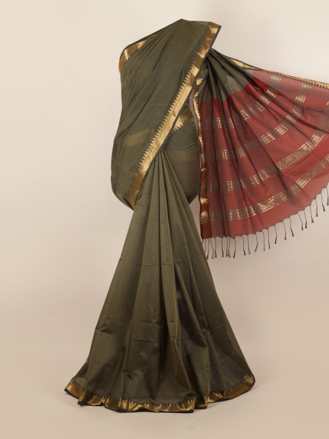 

Pothys Green & Maroon Zari Silk Cotton Saree