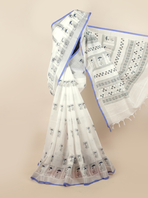 

Pothys White & Grey Ethnic Motifs Zari Saree