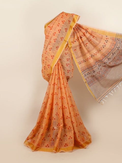 

Pothys Rust & Orange Ethnic Motifs Zari Saree