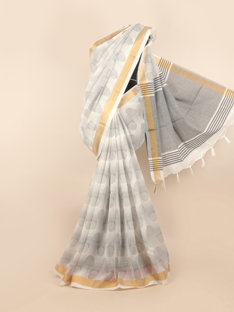 

Pothys White & Grey Zari Saree