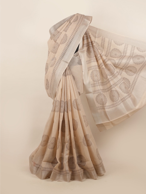 

Pothys Brown & Black Ethnic Motifs Zari Linen Blend Saree