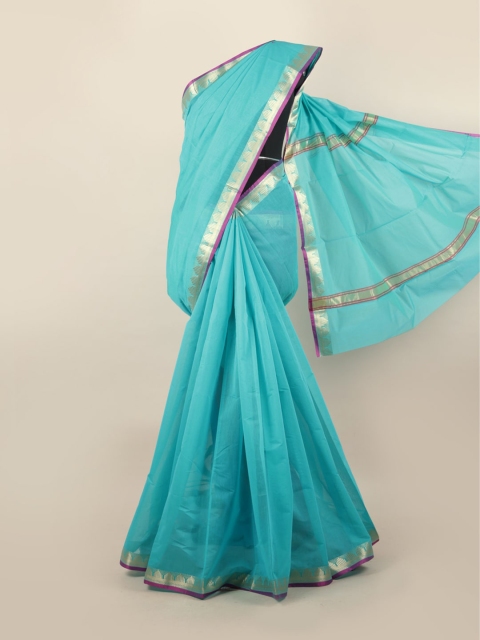 

Pothys Blue & Pink Zari Silk Cotton Saree