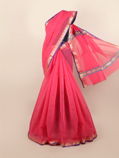

Pothys Pink & Gold-Toned Woven Design Silk Cotton Saree