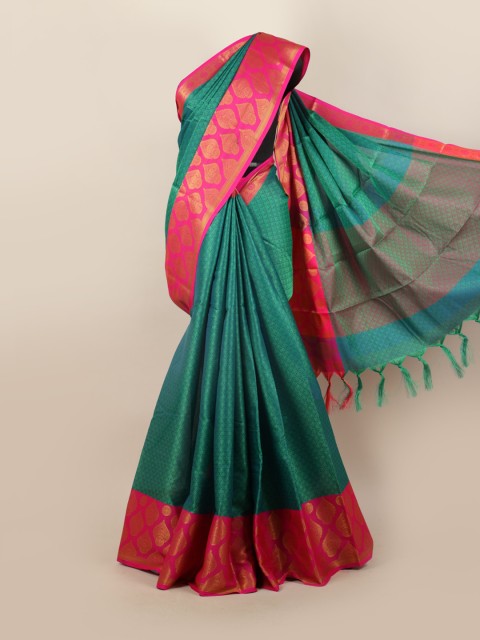 

Pothys Green & Pink Ethnic Motifs Zari Saree