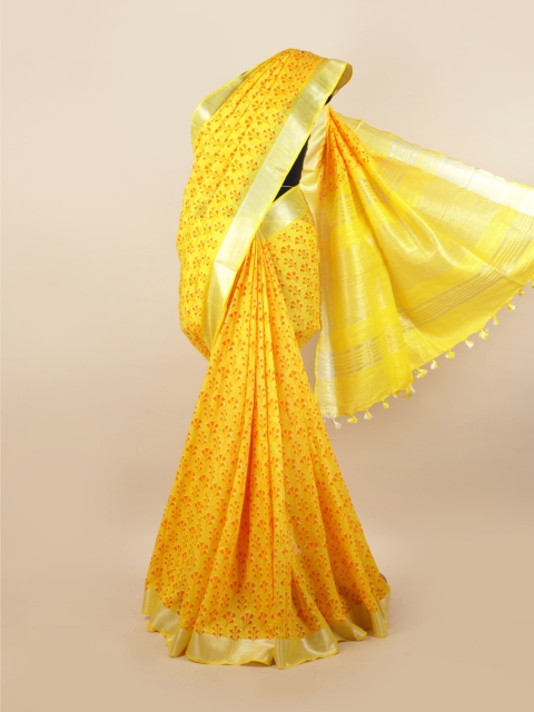 

Pothys Yellow & Red Floral Zari Saree