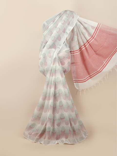 

Pothys White & Pink Zari Saree