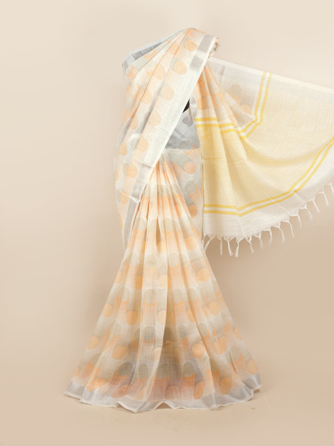 

Pothys White & Orange Zari Saree