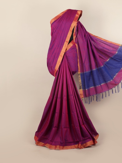 

Pothys Magenta & Blue Zari Silk Blend Saree