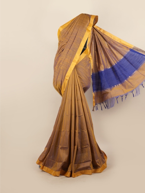 

Pothys Brown & Blue Zari Silk Blend Saree