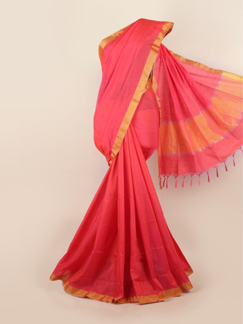 

Pothys Pink & Gold-Toned Zari Silk Blend Saree