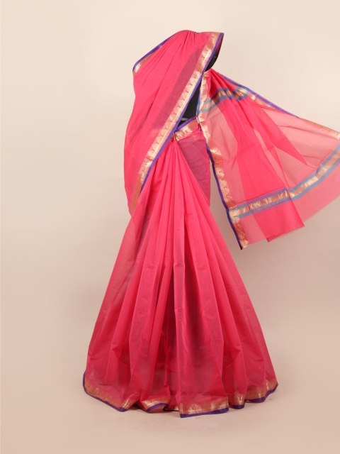 

Pothys Pink & Blue Zari Silk Cotton Saree