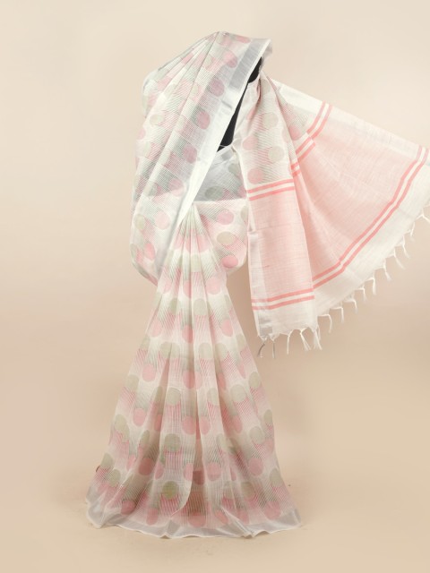 

Pothys White & Pink Zari Saree