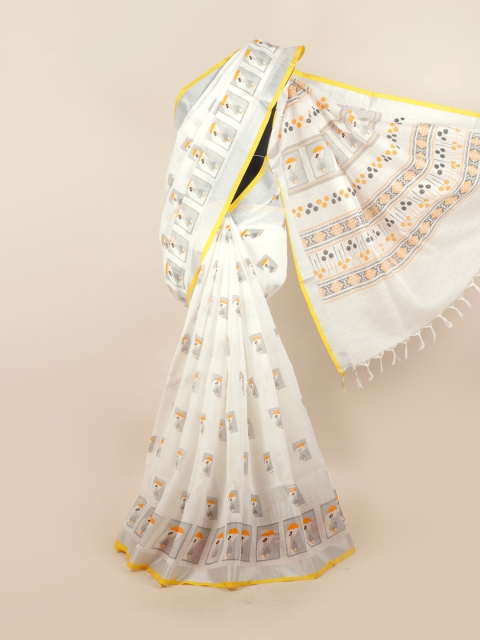 

Pothys White & Grey Ethnic Motifs Zari Saree