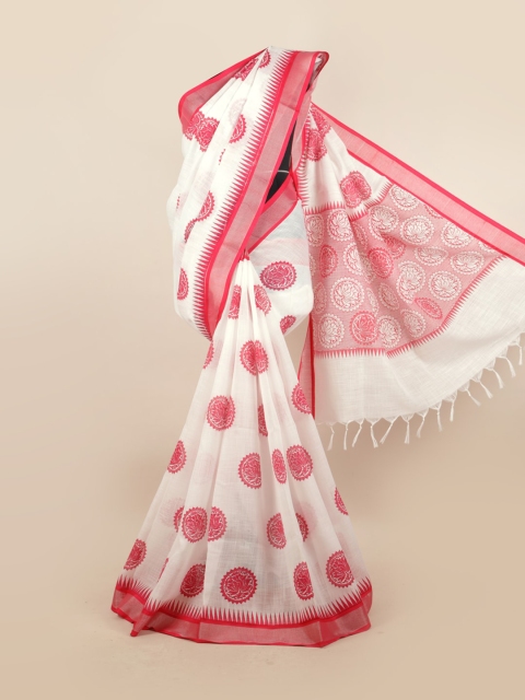 

Pothys White & Red Ethnic Motifs Zari Saree