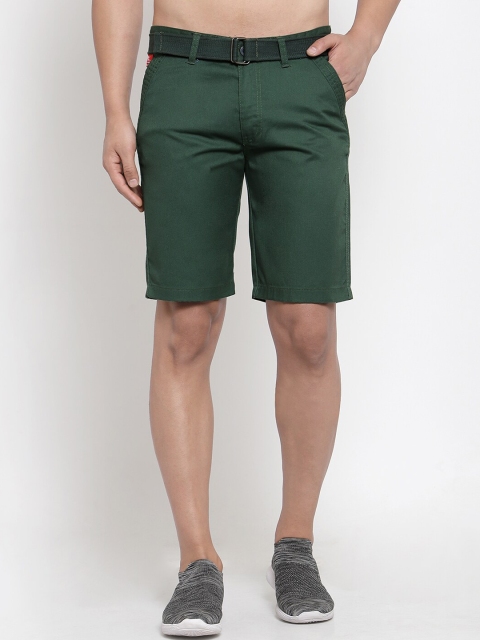 

Xee Men Green Solid Regular Fit Shorts